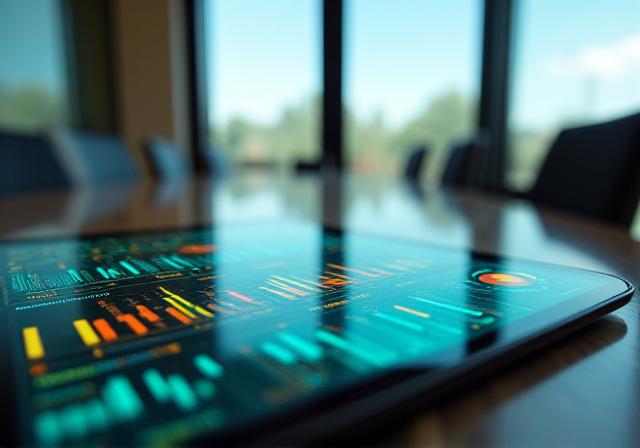 Data visualization dashboard on high-end tablet